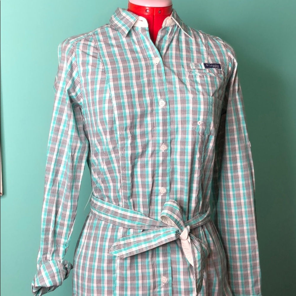 Columbia PFG super bonehead plaid dress XS EUC